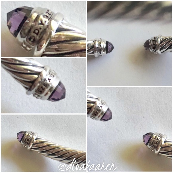 David Yurman Amethyst & Diamond Cable Bracelet - Picture 5 of 8